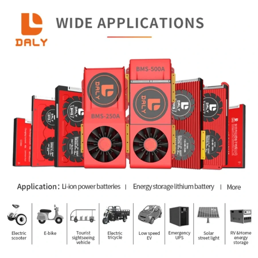 Daly Smart BMS Lifepo4 100A-400A for 12.8V 24V 48V Lifepo4 Battery