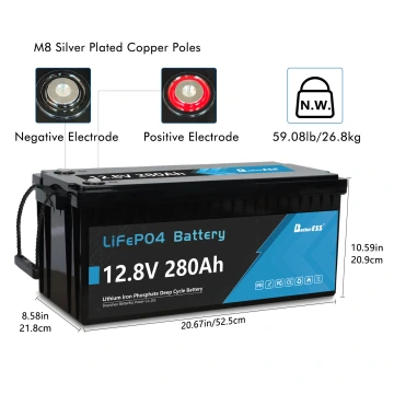 12V 280Ah LiFePO4 Battery Built-in 200A BMS with Bluetooth