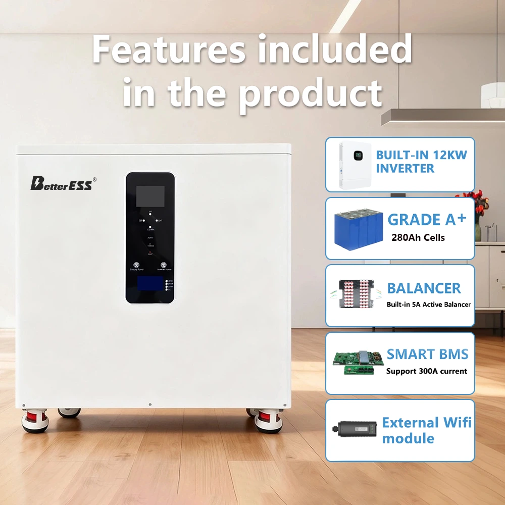 51.2V 560Ah 28kwh Three-phase All in One AC380V  With 12kw Inverter Home Energy Storage System