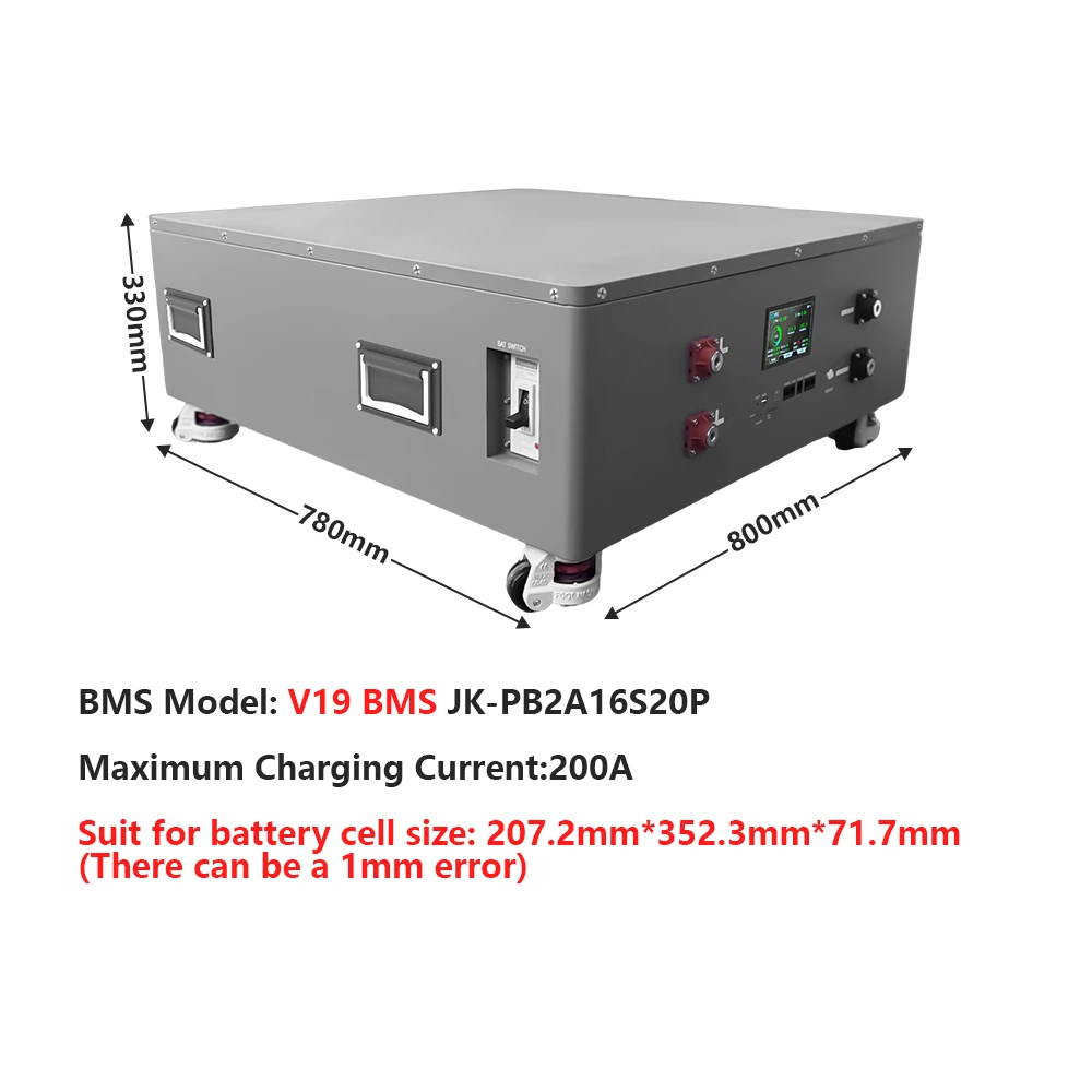 BetterESS 32kWh 51.2V 628Ah LiFePO4 DIY Battery Kit – 16S for EVE MB56 Cells with 250A JK BMS (V19) | Solar, RV & Off-Grid Energy Storage