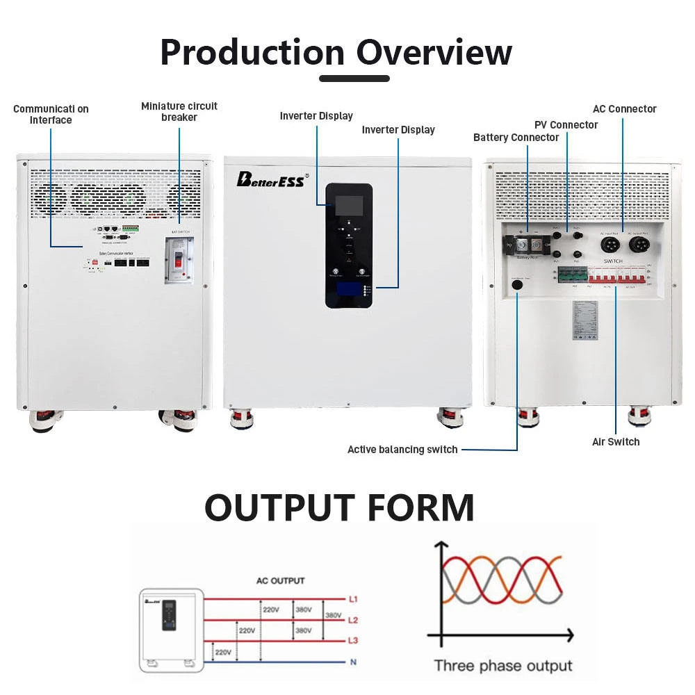 BetterESS 51.2V 628Ah 32kWh All-in-One Mobile ESS LiFePO4 Battery Energy Storage System with 12kW Three-Phase Hybrid Inverter Smart BMS MPPT & Equalization Module